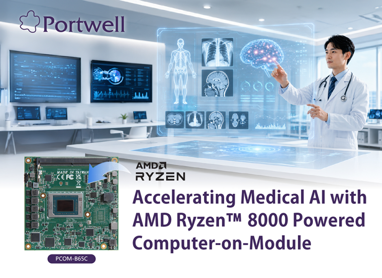 Portwell PCOM-B65C COM Express Type 6 module powered by AMD Ryzen Embedded 8000 for medical AI applications